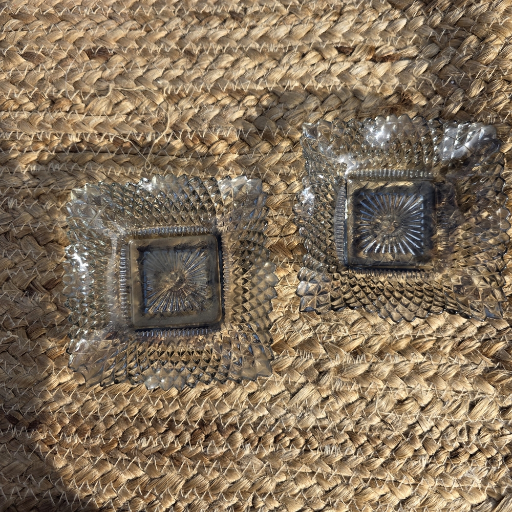 Vintage Smoky Color Indiana Glass "Diamond Point" Dishes